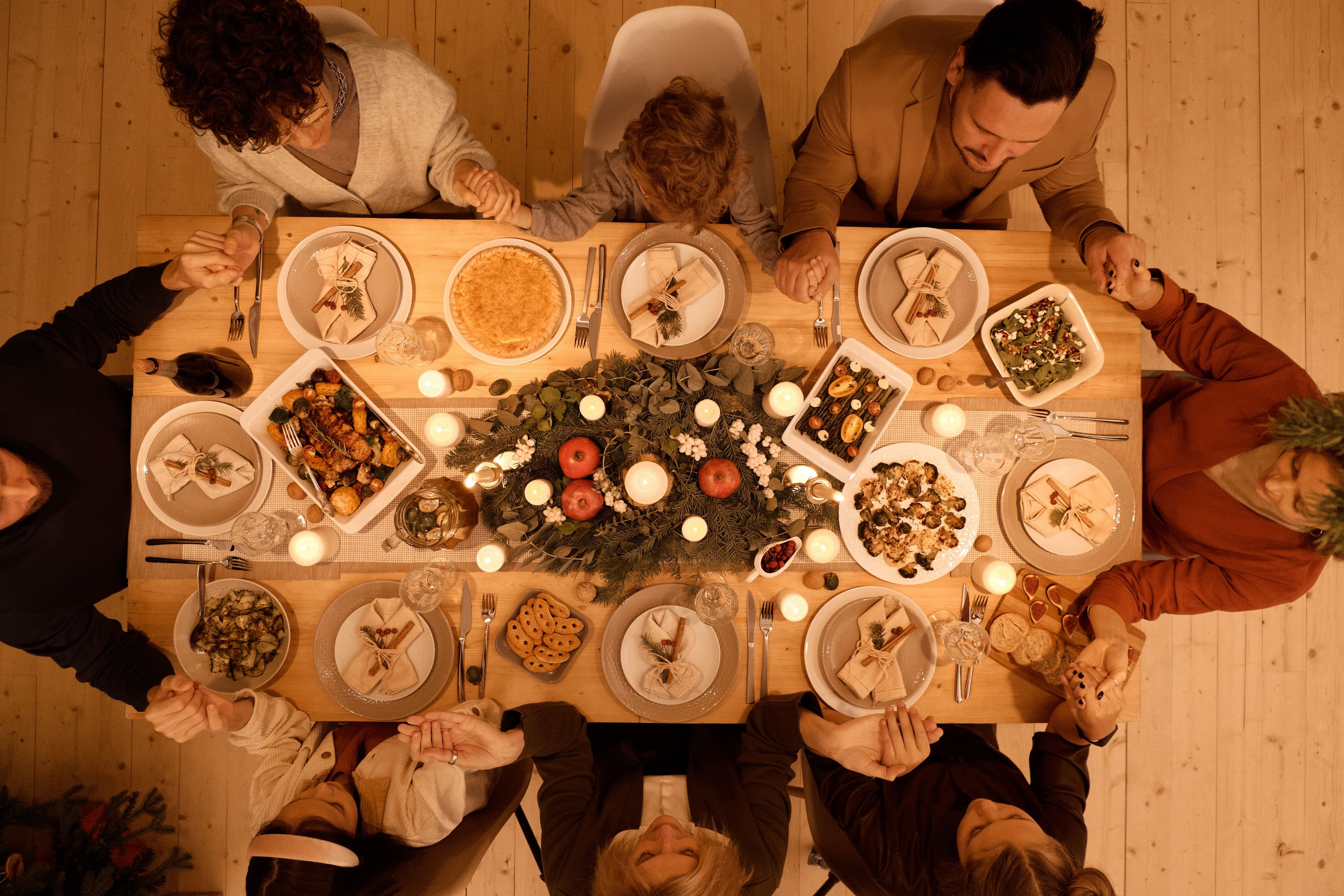 People gathered around a table for a shared meal