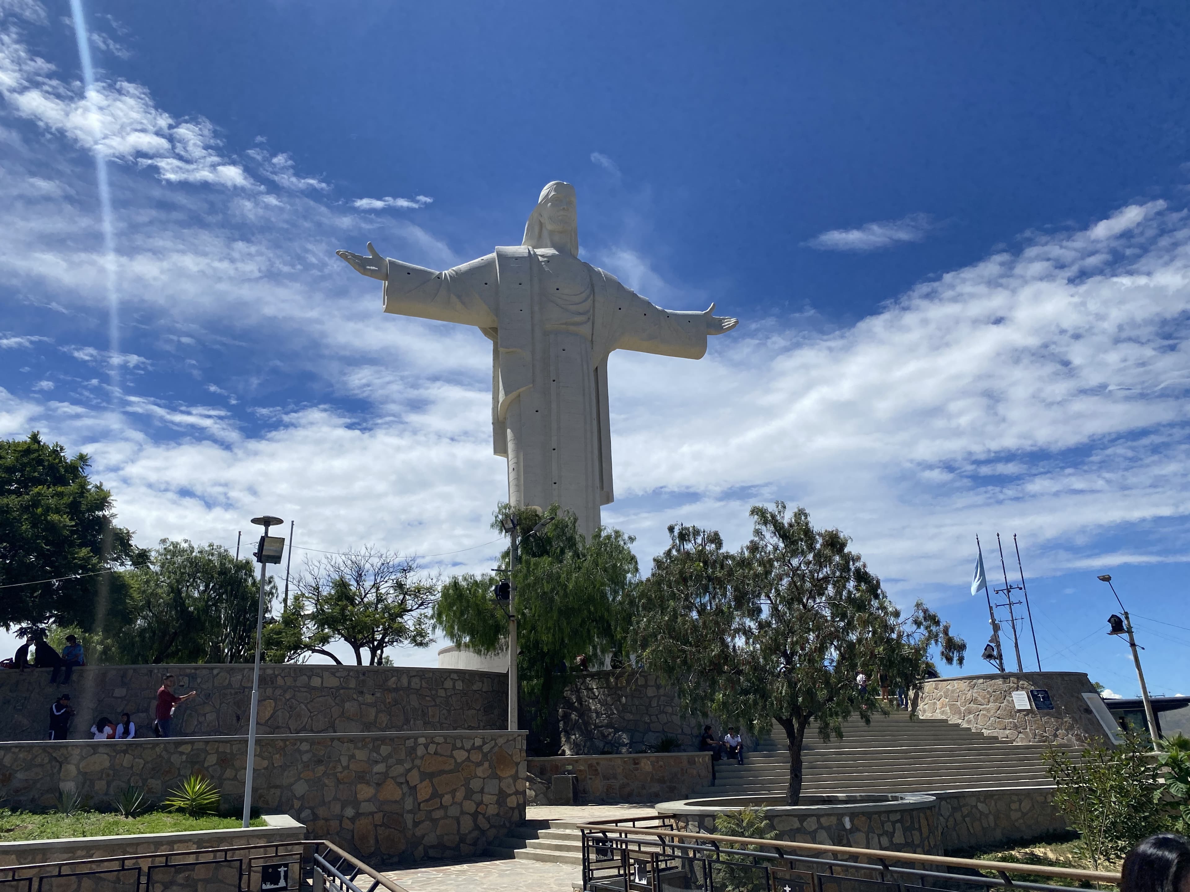 Christ statue overlooking a community